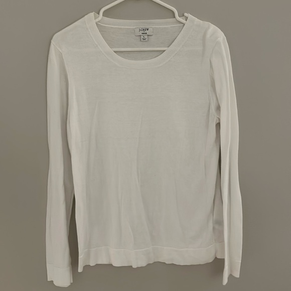 NWOT J.Crew White Teddie Sweater Crewneck - Picture 1 of 3